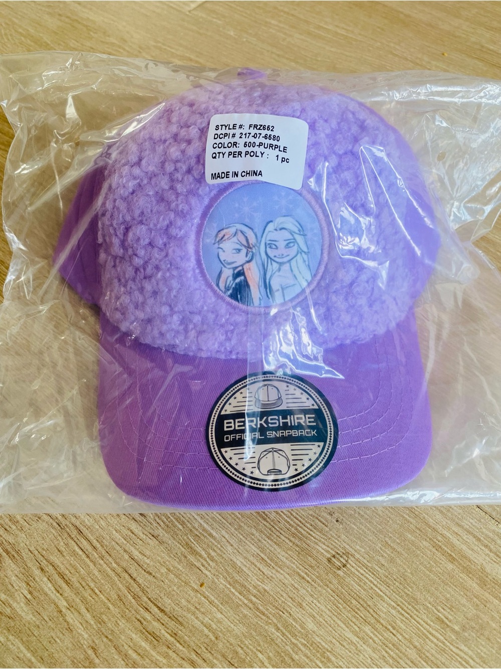 Disney Frozen Elsa Anna Snapback Hat Purple Sherpa Fuzzy Cap Berkshire Official